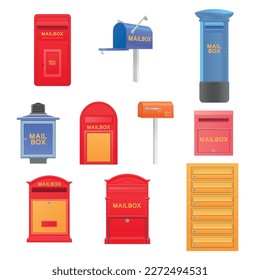 Set of mailboxes on white background