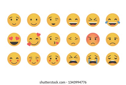 Set of main emoticon vector isolated on white background. Emoji vector. Smile icon collection. Reactions icon web.
