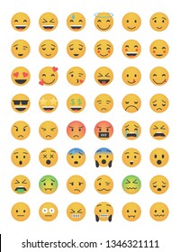 Set of main emoticon vector isolated on white background. Emoji vector. Smile icon collection. Reactions icon web.

