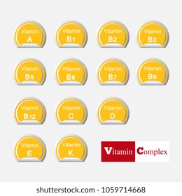 Set of main vitamins. Vector illustration. Diet infographic poster. 