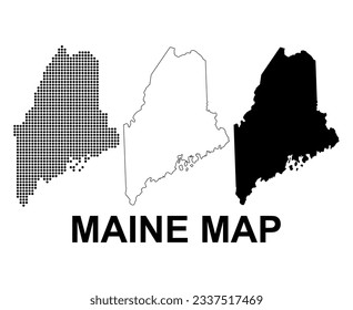 Mapa de Maine, estados unidos de américa. Icono de concepto plano ilustración vectorial.