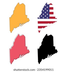 Set of Maine map, united states of america. Flat concept icon vector illustration .