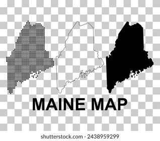 Set of Maine map, united states of america. Flat concept icon vector illustration .