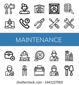 Set of maintenance icons such as Tools, Configuration, Support, Technical Support, Garage, Pliers, Cooling system, Maintenance, Toolbox, Craftsman, Mechanic, Plier , maintenance
