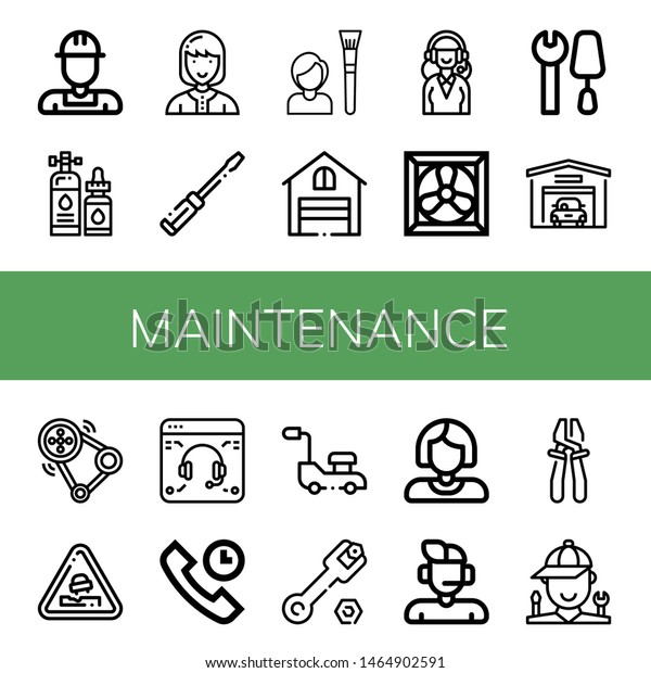 Set Maintenance Icons Such Worker Lubricant Stock Vector Royalty