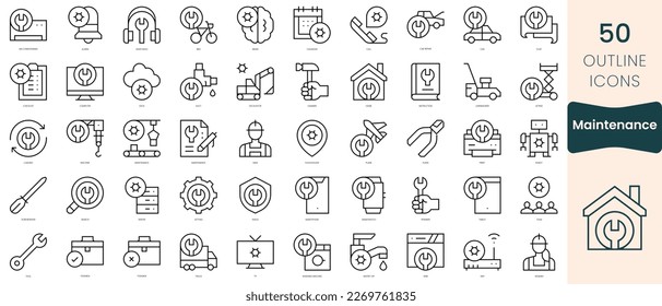 Set of maintenance icons. Thin linear style icons Pack. Vector Illustration