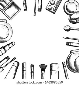 set of make up accessories drawing