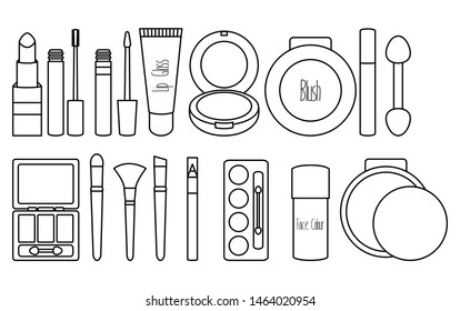 set of make up accessories drawing