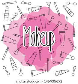 set of make up accessories pattern background
