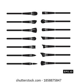 Set of Make Up Brush Icons. Make Up Brush Set Silhouette Vector