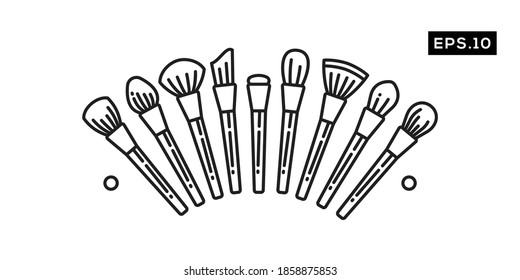 Set of Make Up Brush Icons. Make Up Brush Set Silhouette Vector