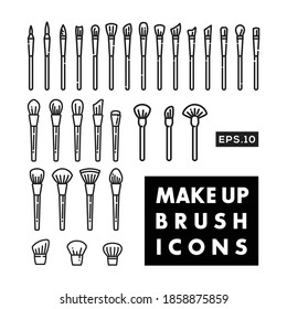 Set of Make Up Brush Icons. Make Up Brush Set Silhouette Vector