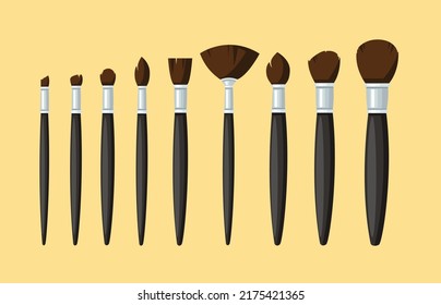 Set of Make Up Brushes Isolated. Vector illustration