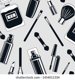 set of make up brushes and products pattern