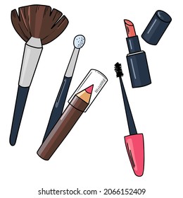 Set of make up brushes. Vector illustration