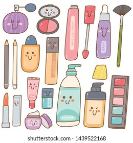 Set of make up kit kawaii doodles
