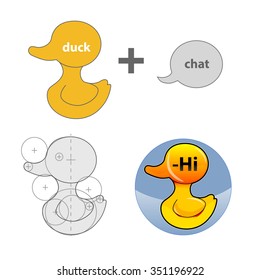 Set of make logo duck chat. Vector illustration