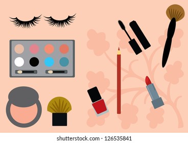 Set of make up objects