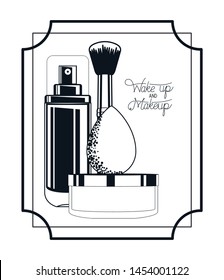 set of make up products frame