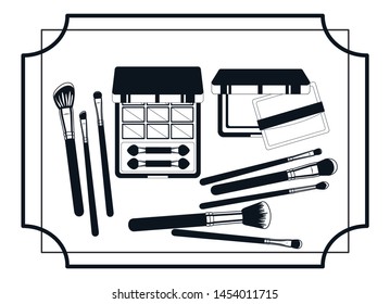 set of make up products frame