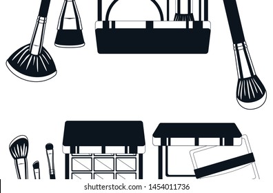 set of make up products frame around