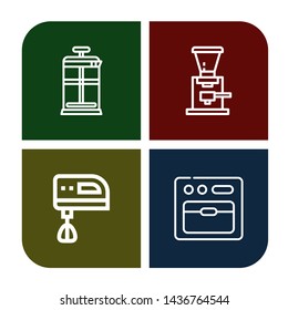Set of maker icons such as French press, Coffee grinder, Electric mixer, Oven , maker
