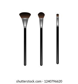 set makeup brush black realistic