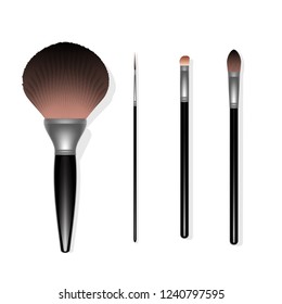 set makeup brush black realistic