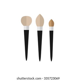set of makeup brush flat icon on a white background