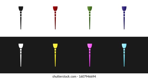 Set Makeup brush icon isolated on black and white background.  Vector Illustration