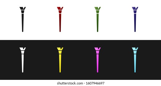 Set Makeup brush icon isolated on black and white background.  Vector Illustration