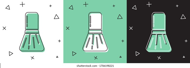 Set Makeup brush icon isolated on white and green, black background.  Vector Illustration