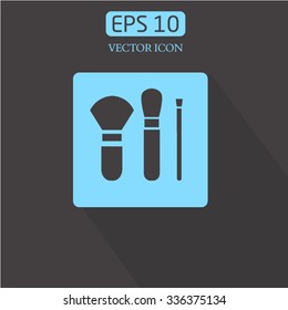 set for make-up. brush for powder, blush, shadows. icons.vector.