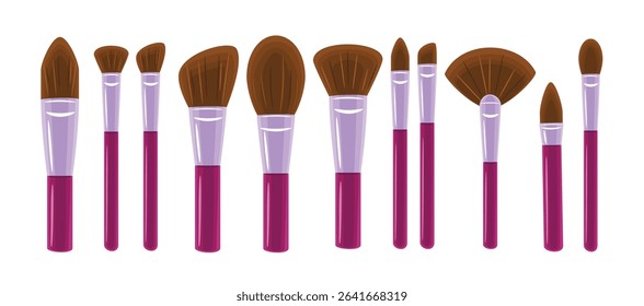 Set of Makeup Brushes Beauty and Cosmetic Tools