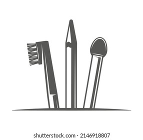 Set of makeup brushes isolated on white background. Vector illustrations