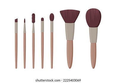 A set of makeup brushes isolated on a white background. vector illustration