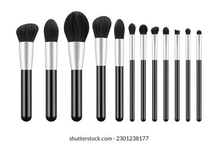 Set of Makeup Brushes, Isolated on White Background. Vector Illustration