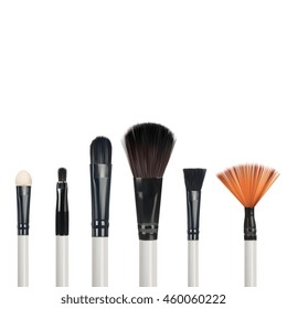 Set of makeup brushes isolated on white background, vector