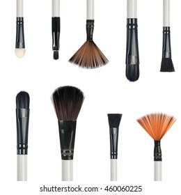 Set of make-up brushes isolated on white background, vector