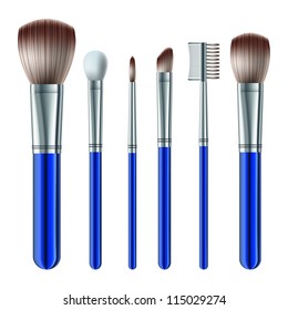 Set of makeup brushes on white background. Vector illustration