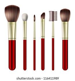 Set of makeup brushes on white background. Vector illustration