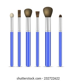 Set of make-up brushes on white background. Vector illustration