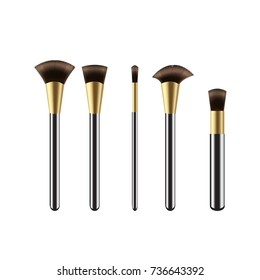 Set of makeup brushes on white background. illustration