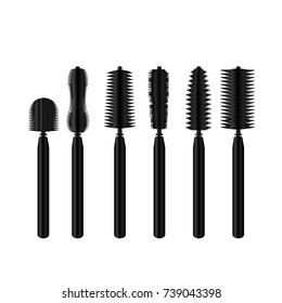 Set of makeup brushes on white background. illustration