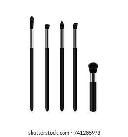 Set of makeup brushes on white background. illustration