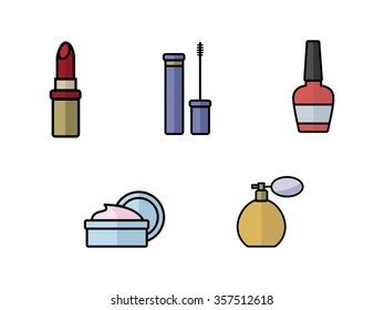 Set of make-up colored icons
