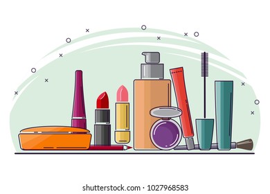 a set of make-up cosmetics 