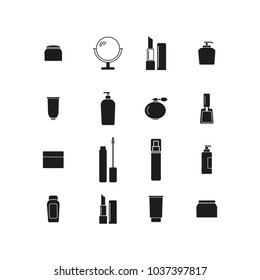 Set of makeup cream bottles icons