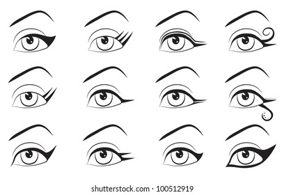 Set of makeup eyeline designs. Eps 10