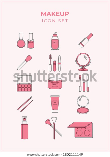 Set Makeup Inspired Icons Stock Vector (Royalty Free) 1802111149 ...